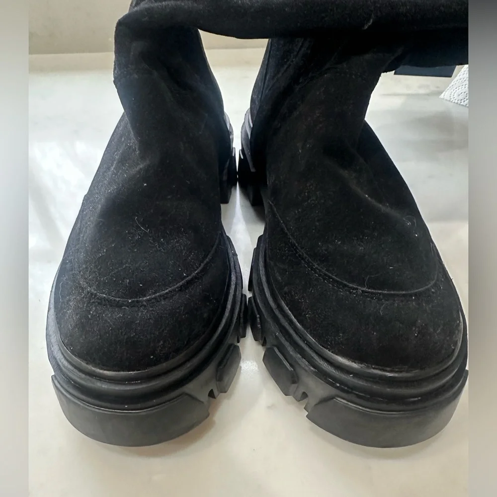 FARM RIO Faux Suede Tall Shaft Boots, vegan leather, black